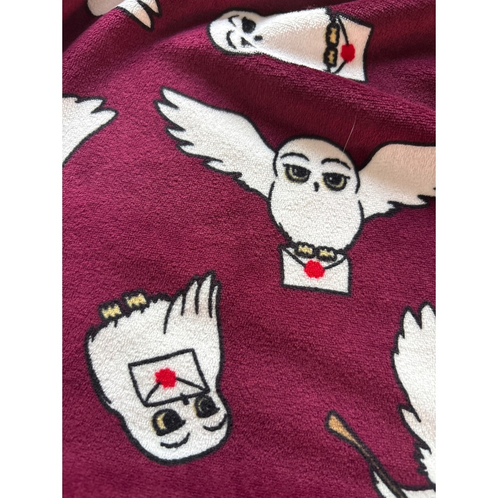 Harry Potter Wizarding World Hedwig Pajama Set Burgundy Gold Foil XL 16-18 - Picture 7 of 8